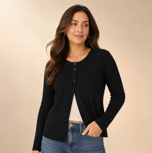 Ribbed Button-Top Cardigan