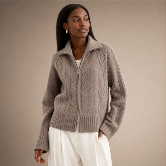 Cable-Knit Zip Cardigan