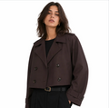 Women's Cropped Double-Breasted Trench Coat — Notched Lapel, Cuffed Sleeves — Valendrua