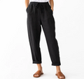 Women's Washed Linen Drawstring Pants — Relaxed Fit, Cropped, Rolled Cuff — Valendrua