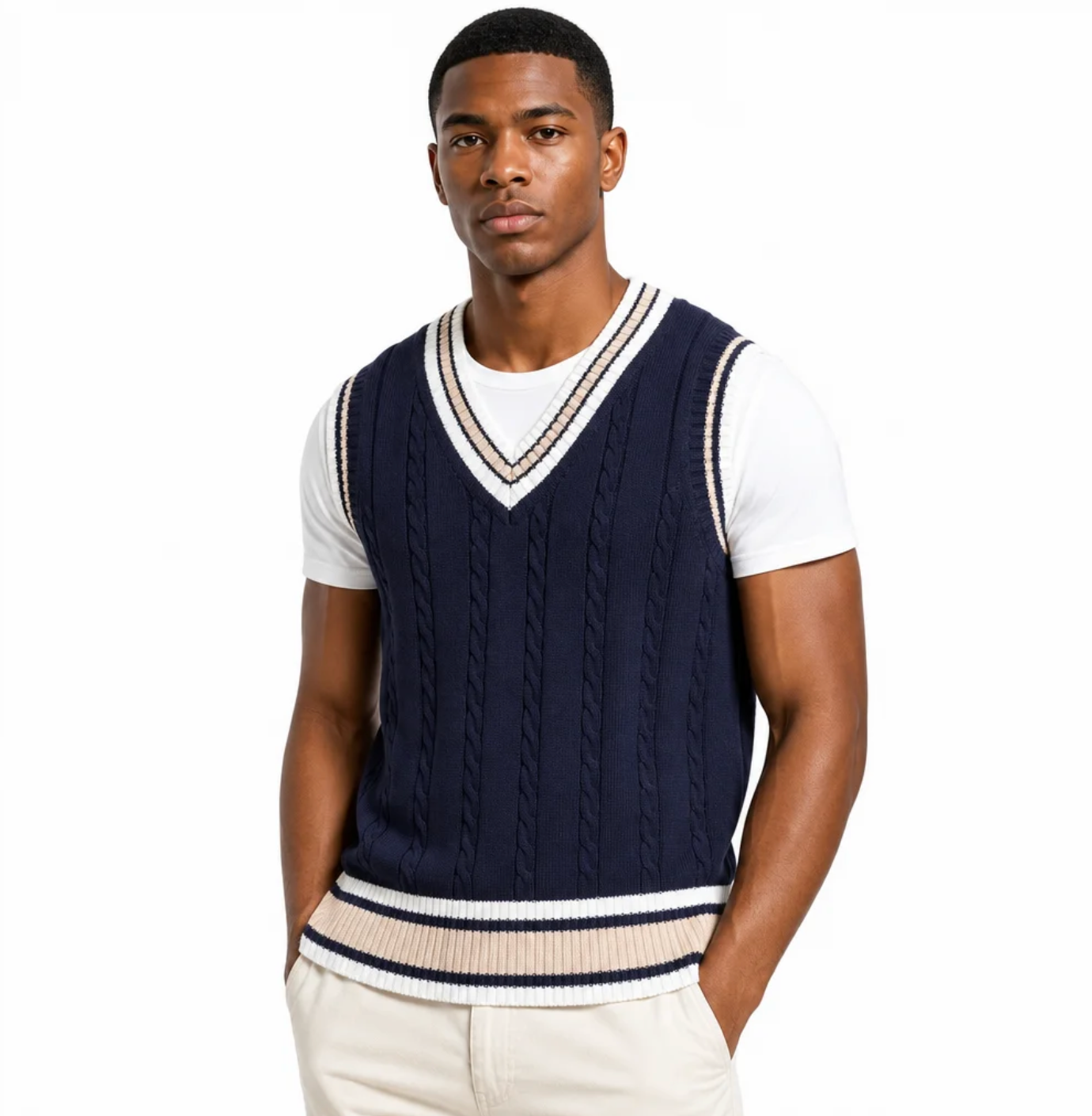 Men's Cable-Knit Cricket Vest