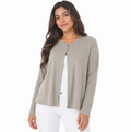 Women's Fine-Rib Button-Top Cardigan — Crew Neck, Long Sleeve, Lightweight — Valendrua