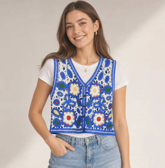 Crochet Floral Vest