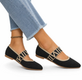 Women's Knit Pointed-Toe Ballet Flat — Stretch Upper, Elastic Strap, Foldable — Valendrua Demi