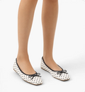 Women's Polka-Dot Ballet Flat — Bow Detail, Square Toe, Foldable — Valendrua Bardot