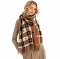 Women's Oversized Plaid Blanket Scarf — Brushed Knit, Fringe Ends — Valendrua Fall Scarf