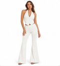 Women's Polka-Dot Halter & Flared Trouser Set — Tailored Two-Piece — Valendrua Margaux