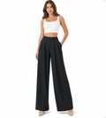 Women's High-Rise Wide-Leg Pleated Trousers — Fluid Drape, Side Pockets — Valendrua
