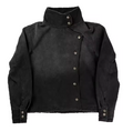 Men's Asymmetric-Snap Funnel-Collar Jacket — Structured Canvas, Oversized Fit — Valendrua Calder