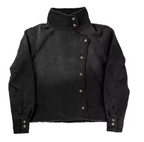 Men's Asymmetric-Snap Funnel-Collar Jacket — Structured Canvas, Oversized Fit — Valendrua Calder
