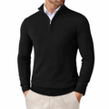 Men's Quarter-Zip Fine-Gauge Knit Pullover — Stand Collar, Tonal Zip, Ribbed Cuffs — Valendrua Fenwick