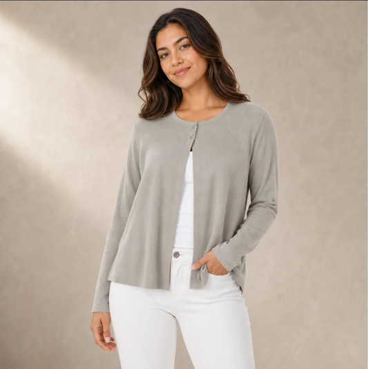 Ribbed Button-Top Cardigan