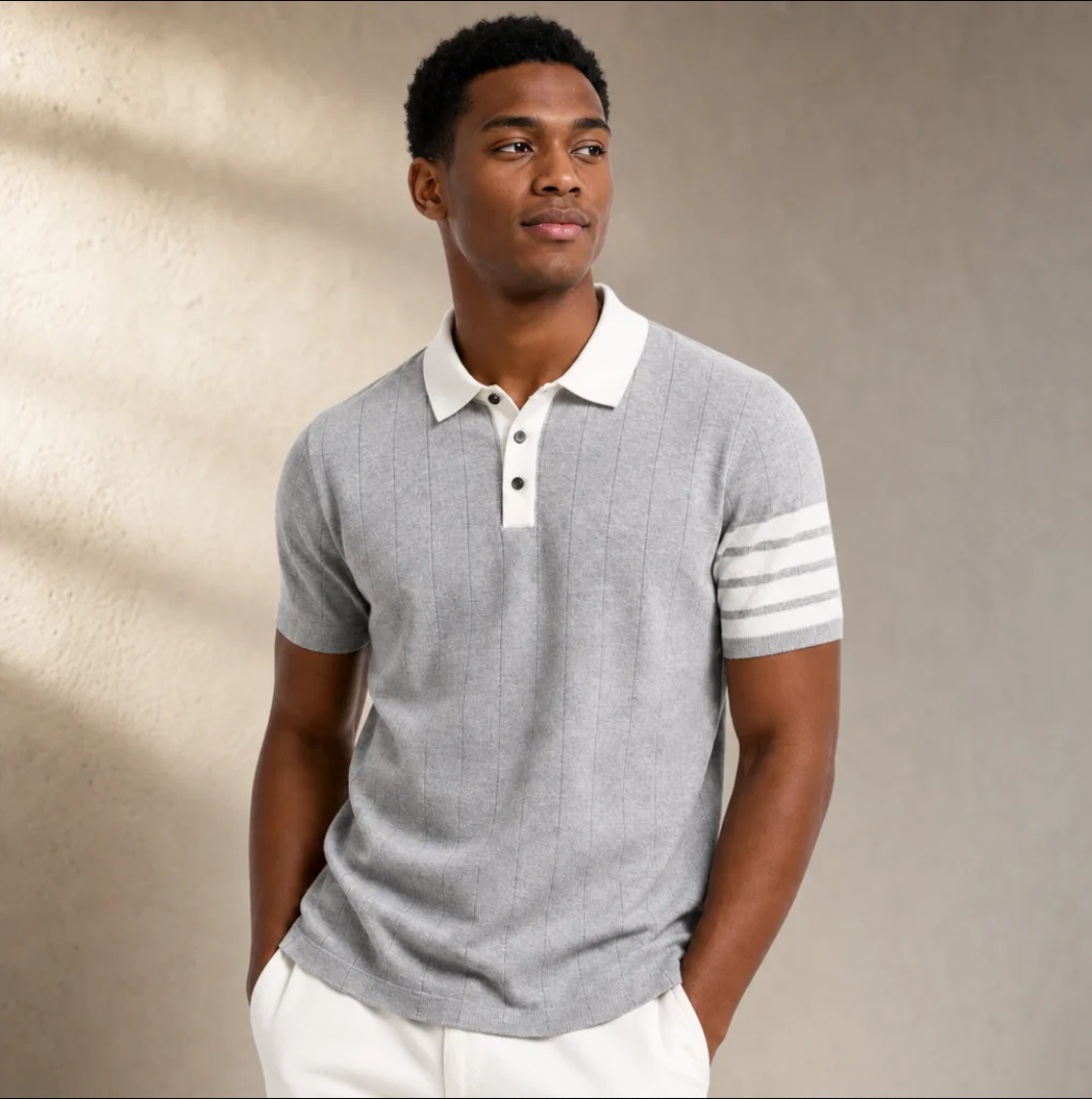 Color-Block Knit Polo