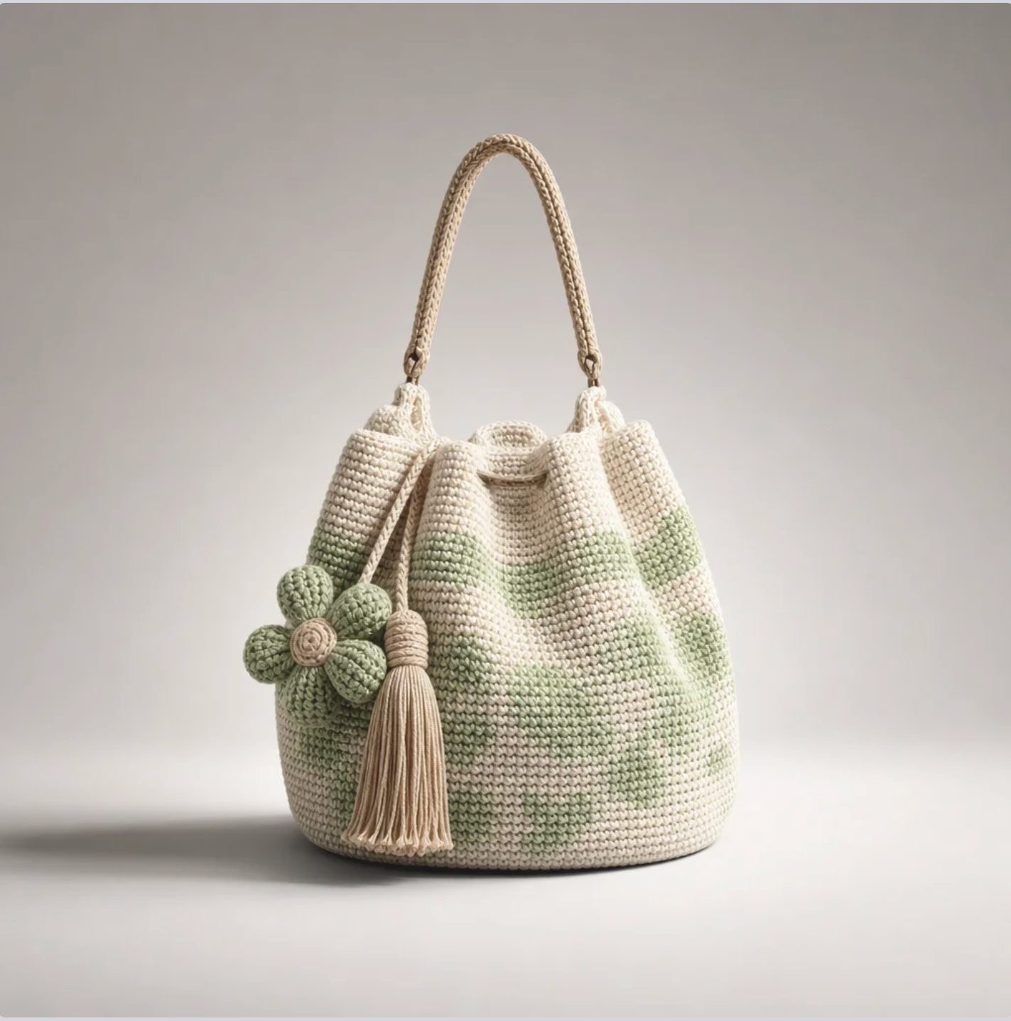 Handmade Crochet Flower Tote Bag — Floral Knit, Pendant Option — Valendrua