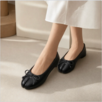 Women's Split-Toe Bow Ballet Flats — Tabi-Style, Knotted Bow, Low Block Heel — Valendrua