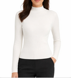 Women's Ribbed Mock-Neck Sweater — Slim Fit, Fine-Gauge Knit, Long Sleeve — Valendrua