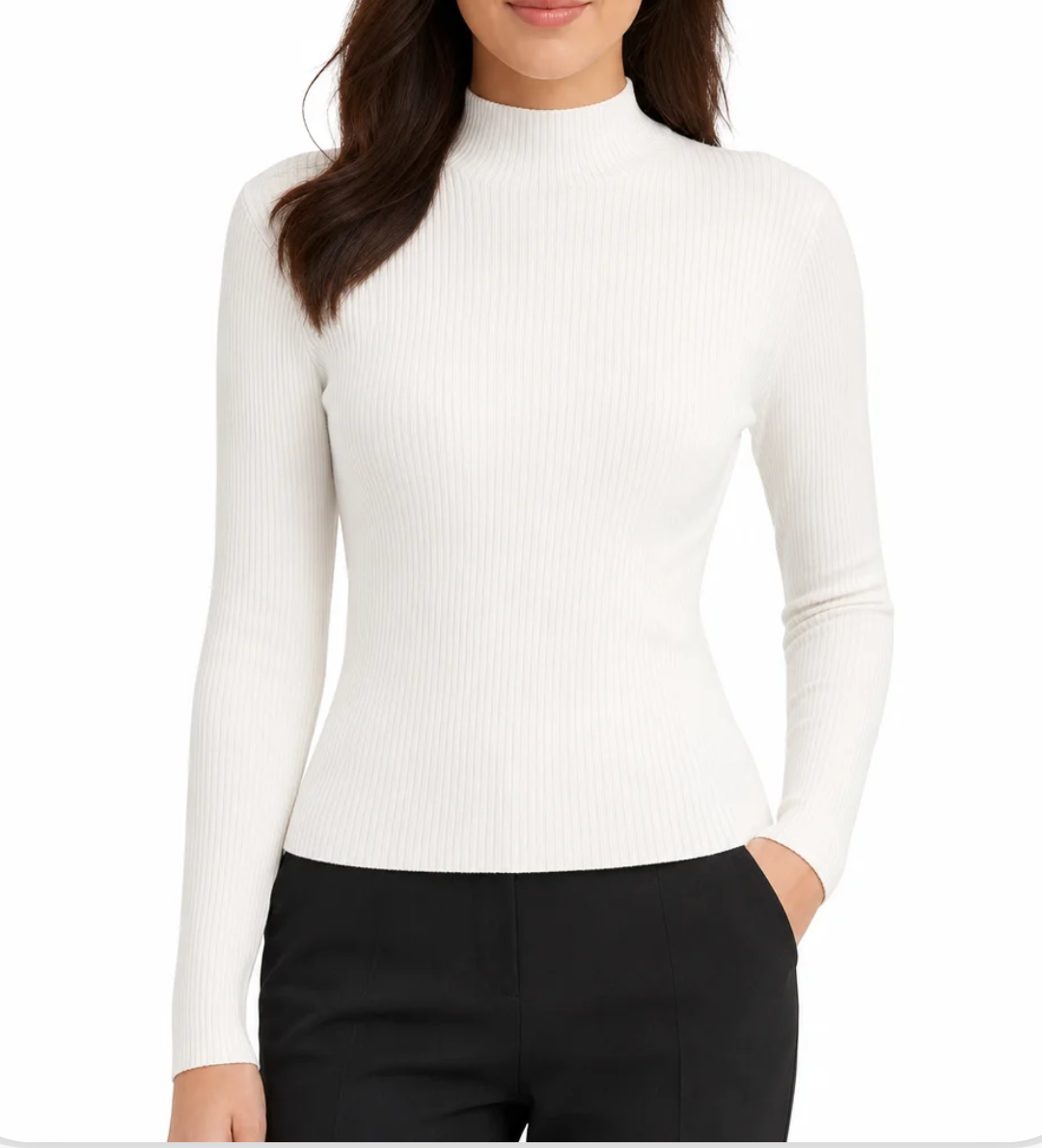 Women's Ribbed Mock-Neck Sweater — Slim Fit, Fine-Gauge Knit, Long Sleeve — Valendrua