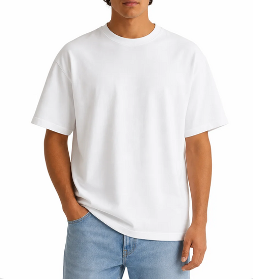 Men's Heavyweight Boxy T-Shirt — Drop Shoulder, Ribbed Crew Neck, Structured Fit — Valendrua