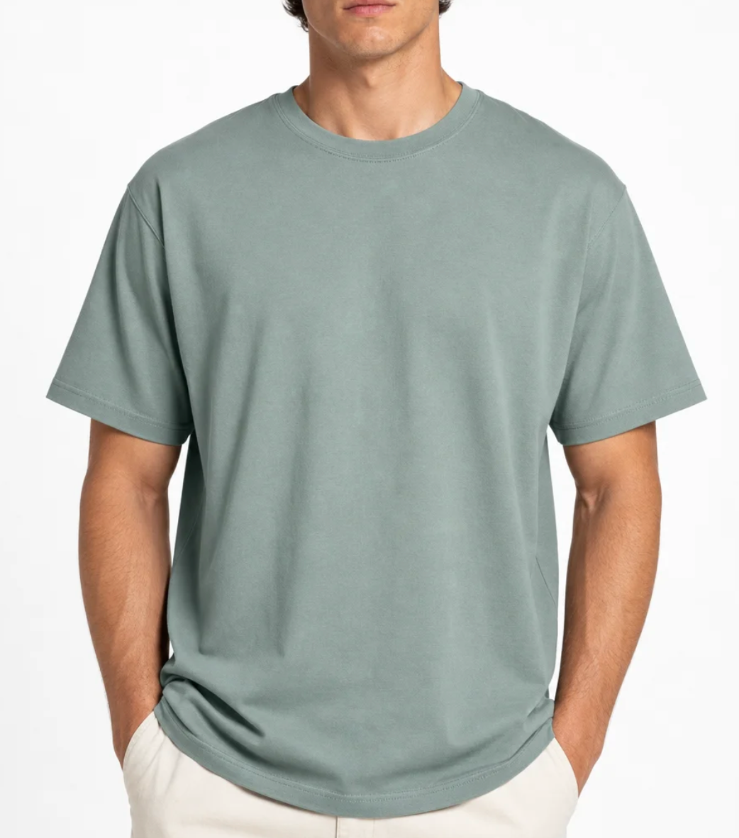 Men's Heavyweight Boxy T-Shirt — Drop Shoulder, Ribbed Crew Neck, Structured Fit — Valendrua