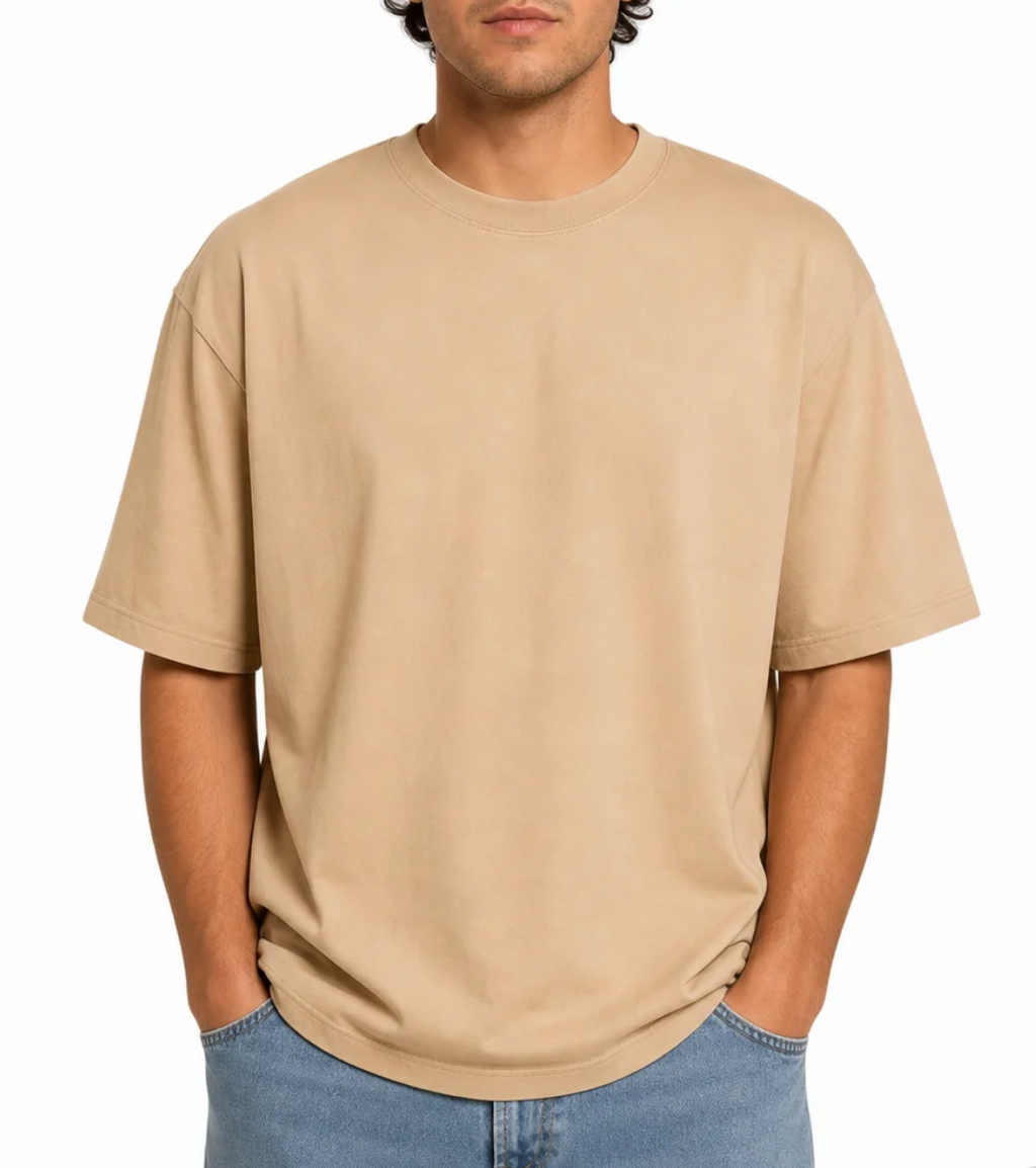 Men's Heavyweight Boxy T-Shirt — Drop Shoulder, Ribbed Crew Neck, Structured Fit — Valendrua