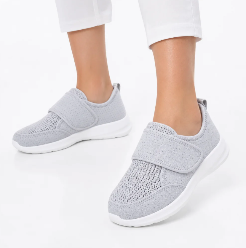Women's Knit-Mesh Strap Trainer — Wide Fit, Cushioned Footbed, Easy On-Off — Valendrua Trainer