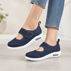 Wide-Fit Mesh Walking Shoe — Adjustable Strap, Air-Pocket Sole, Lightweight — Valendrua Ease Walker