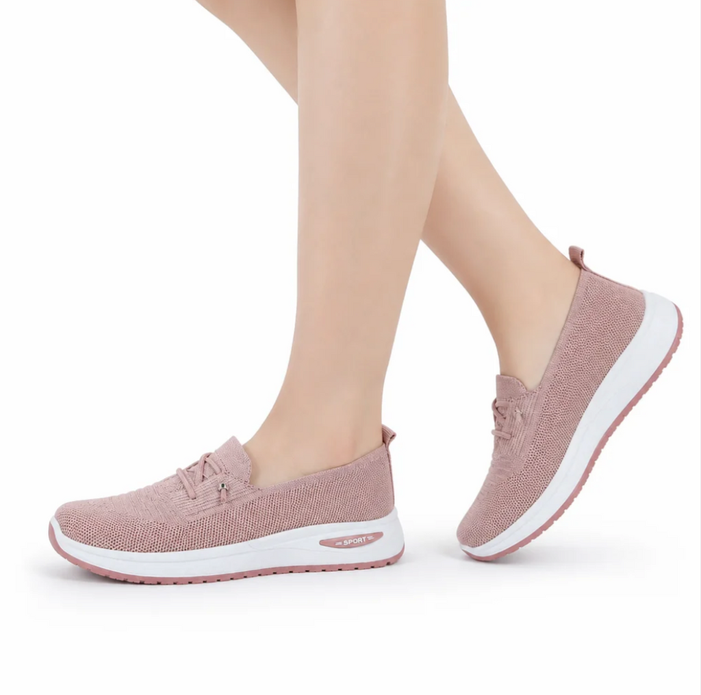 Women's Knit-Mesh Slip-On Loafer — Platform Sole, Faux-Lace Detail — Valendrua Glide