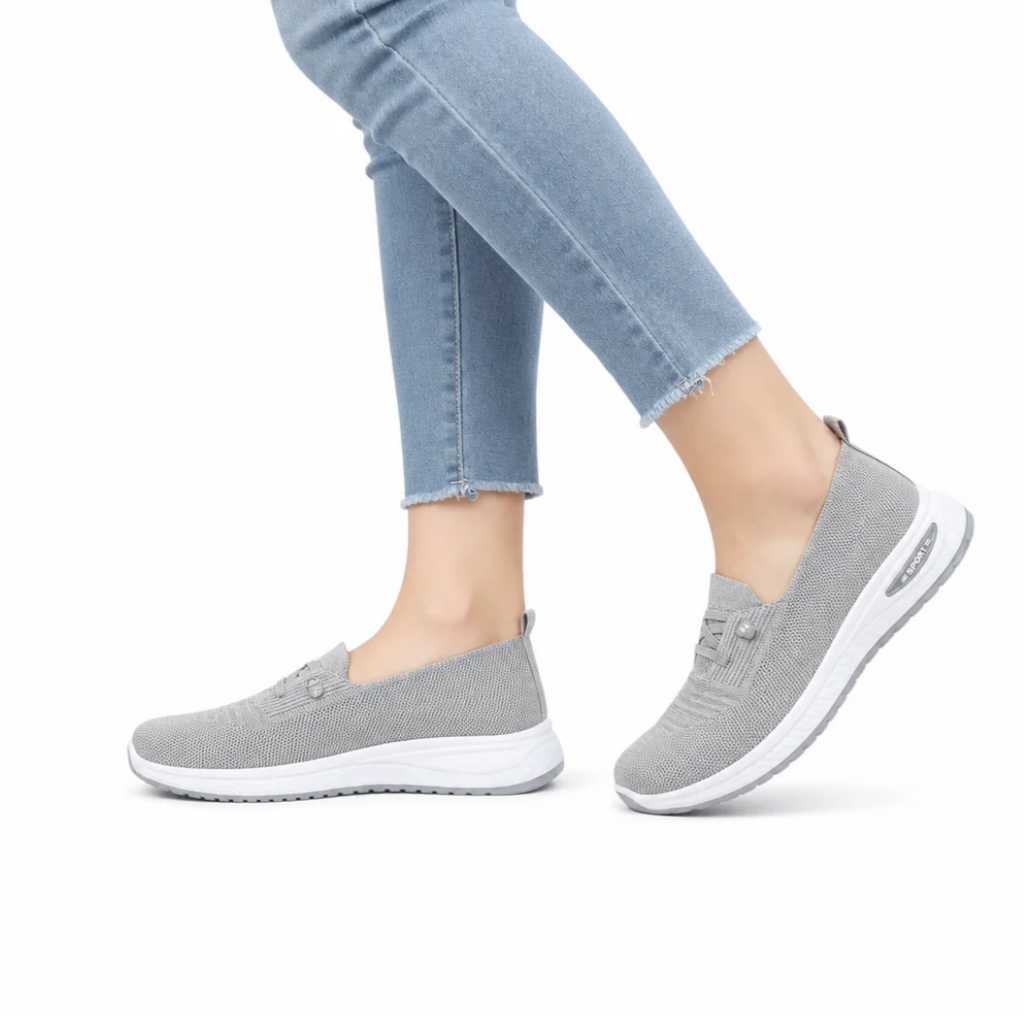 Women's Knit-Mesh Slip-On Loafer — Platform Sole, Faux-Lace Detail — Valendrua Glide
