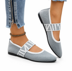 Women's Knit Pointed-Toe Ballet Flat — Stretch Upper, Elastic Strap, Foldable — Valendrua Demi