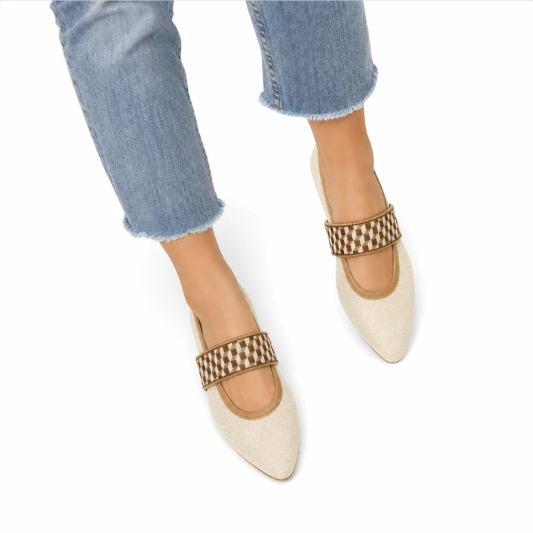 Women's Knit Pointed-Toe Ballet Flat — Stretch Upper, Elastic Strap, Foldable — Valendrua Demi