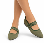 Women's Knit Pointed-Toe Ballet Flat — Stretch Upper, Elastic Strap, Foldable — Valendrua Demi