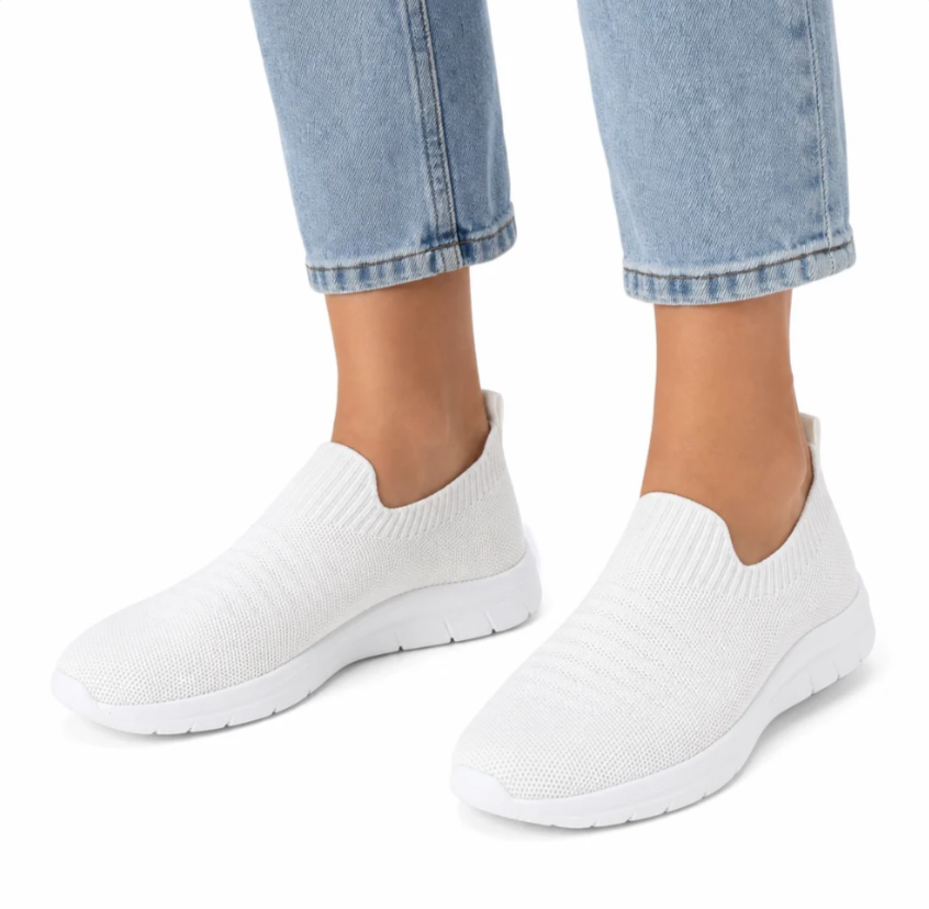 Women's Knit Slip-On Sneaker — Featherlight, Breathable, Cushioned Sole — Valendrua Aria