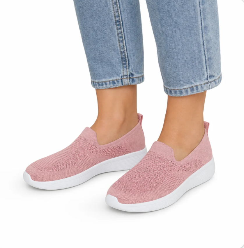 Women's Knit Slip-On Sneaker — Featherlight, Breathable, Cushioned Sole — Valendrua Aria