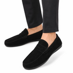 Men's Suede Penny Loafer — Driving Sole, Slip-On — Valendrua Marlow