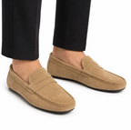 Men's Suede Penny Loafer — Driving Sole, Slip-On — Valendrua Marlow