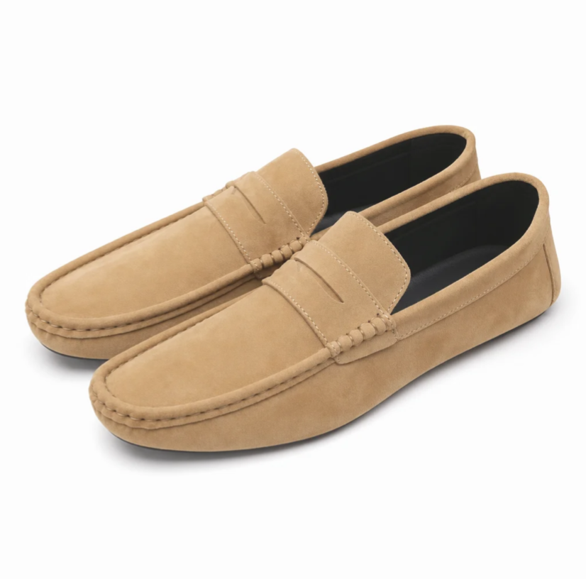 Men's Suede Penny Loafer — Driving Sole, Slip-On — Valendrua Marlow