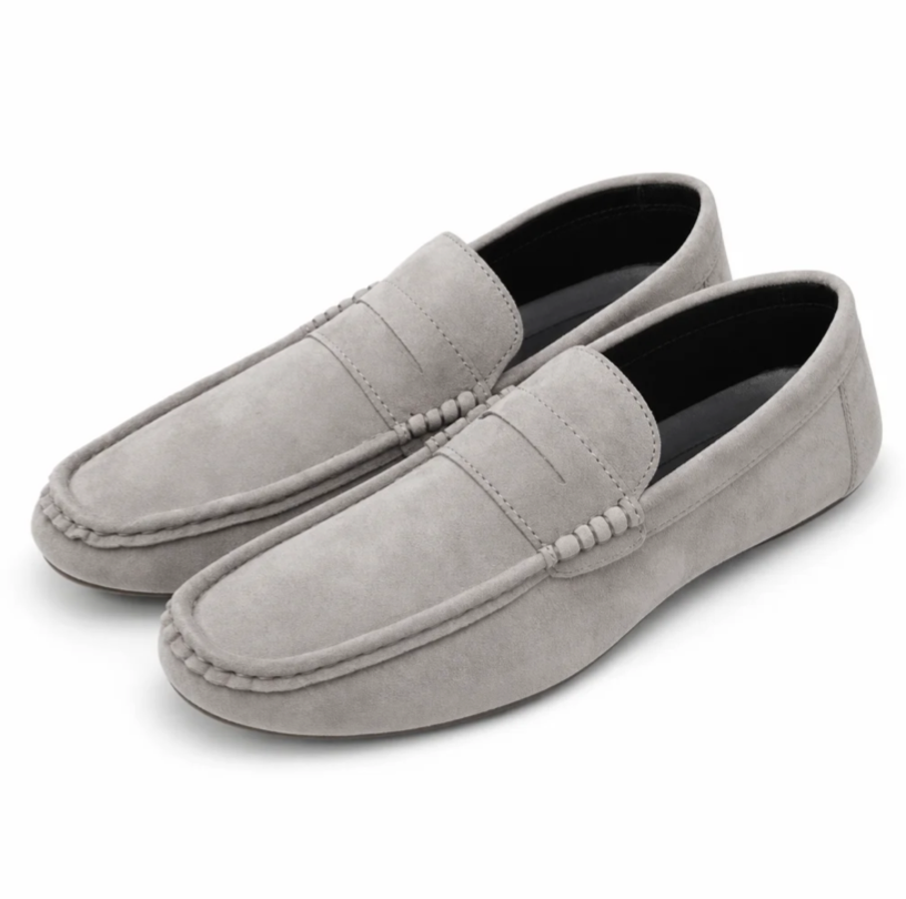 Men's Suede Penny Loafer — Driving Sole, Slip-On — Valendrua Marlow