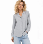 Women's Linen-Blend Button-Down Shirt — Relaxed Loose Fit, Lapel Collar — Valendrua Mirren