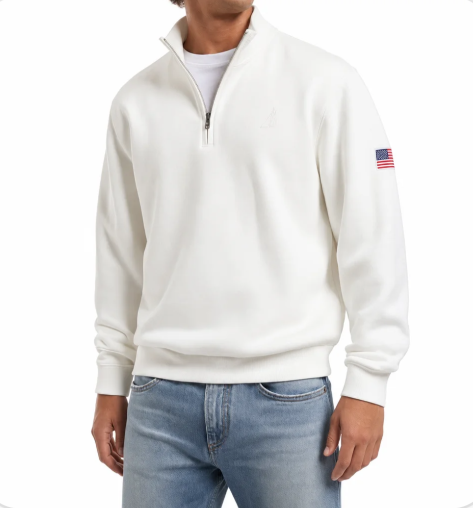 Men's Quarter-Zip Pullover Sweatshirt — Funnel Collar, Relaxed Fit — Valendrua Pembrok