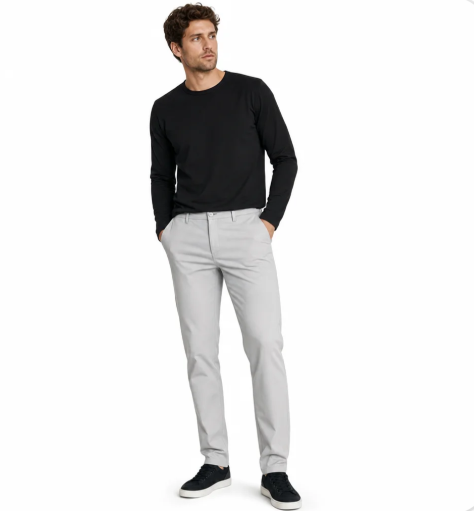 Men's Straight-Leg Stretch Trousers — Wrinkle-Resistant Flat-Front Dress Pants — Valendrua Marlowe