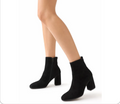 Women's Suede Ankle Boot — Block Heel, Side Zip, Rounded Toe — Valendrua