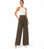Women's High-Rise Wide-Leg Pleated Trousers — Fluid Drape, Side Pockets — Valendrua