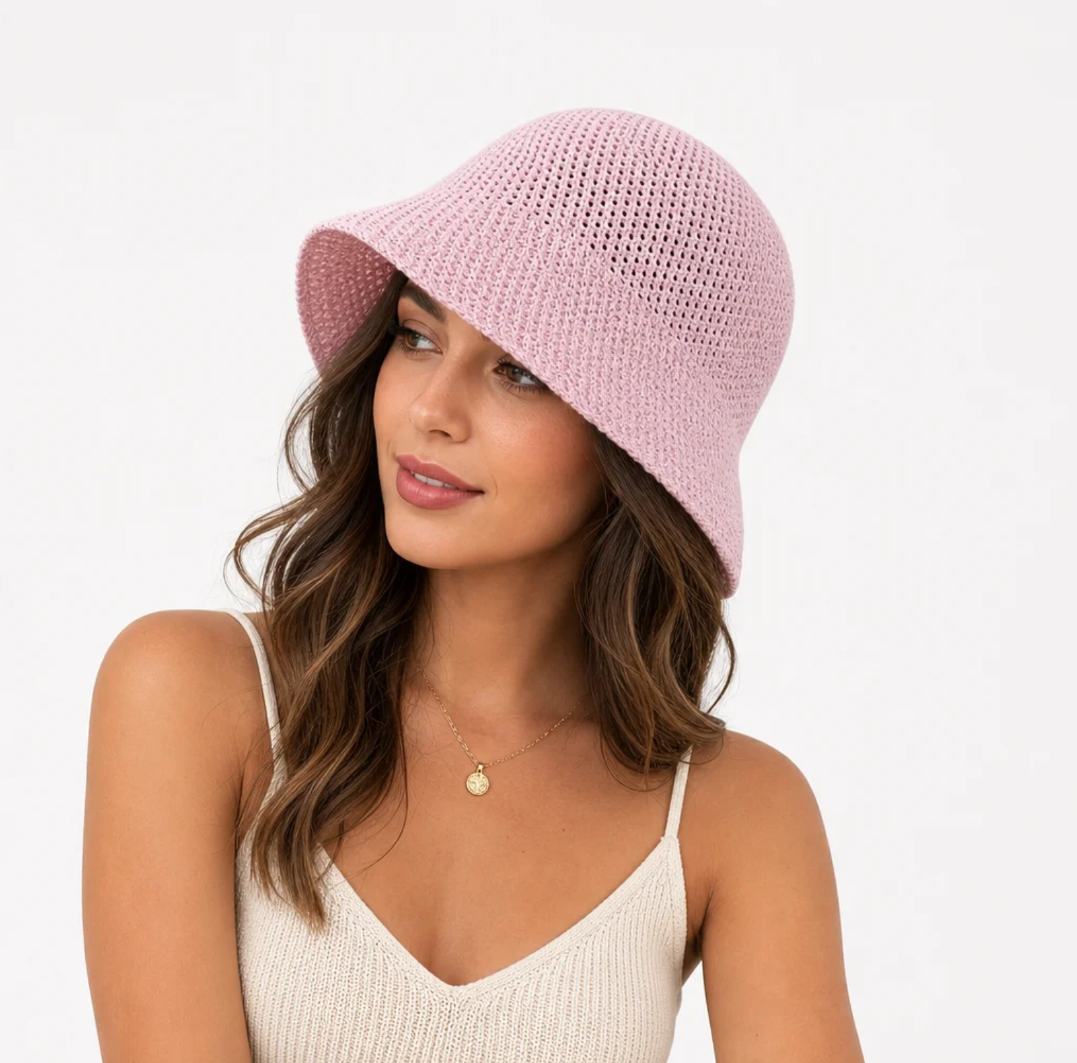 Women's Open-Weave Knit Bucket Hat — Packable, Tapered Crown — Valendrua Corbett