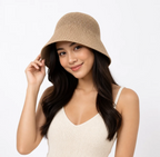 Women's Open-Weave Knit Bucket Hat — Packable, Tapered Crown — Valendrua Corbett