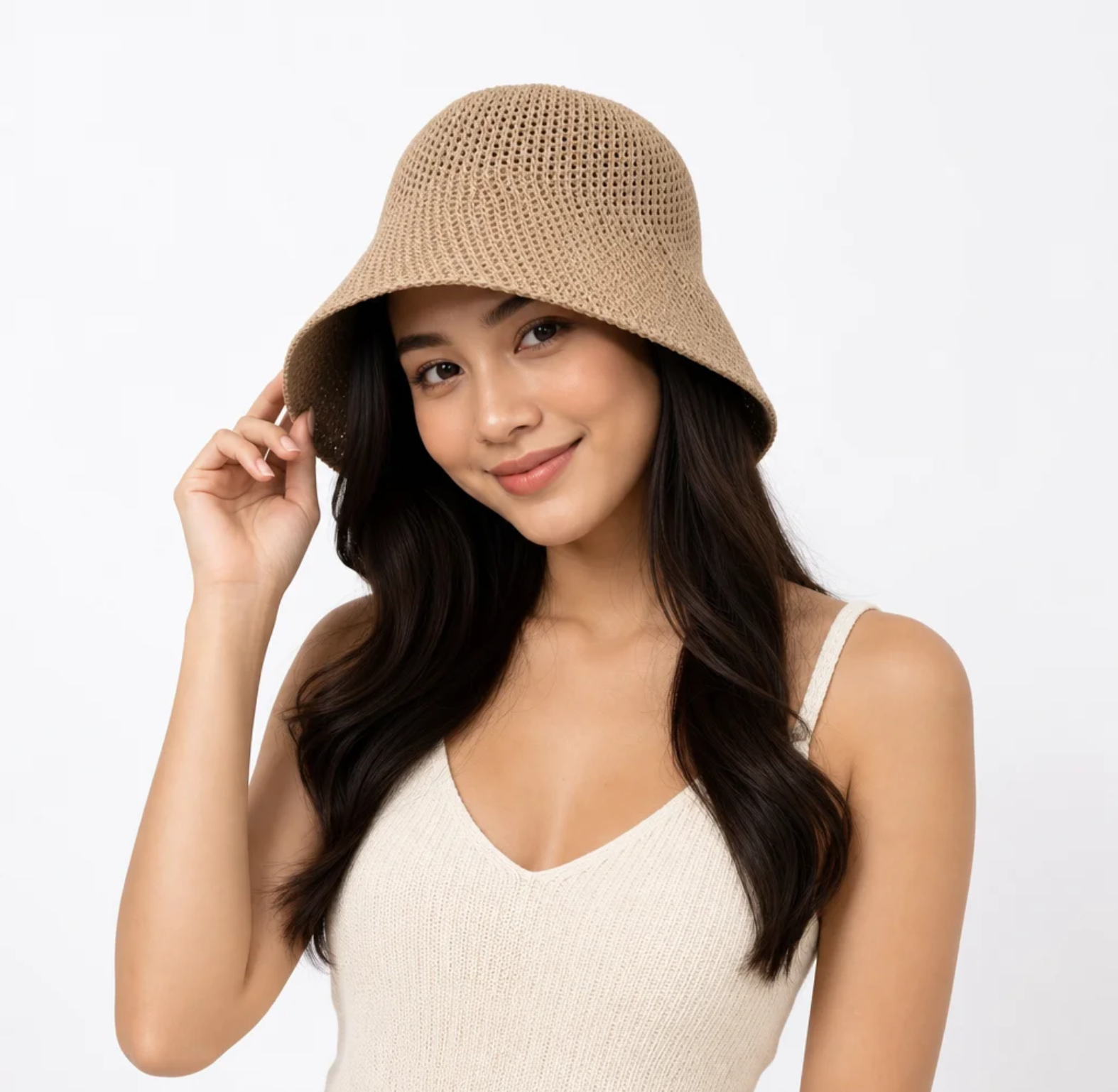 Women's Open-Weave Knit Bucket Hat — Packable, Tapered Crown — Valendrua Corbett