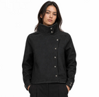 Men's Asymmetric-Snap Funnel-Collar Jacket — Structured Canvas, Oversized Fit — Valendrua Calder