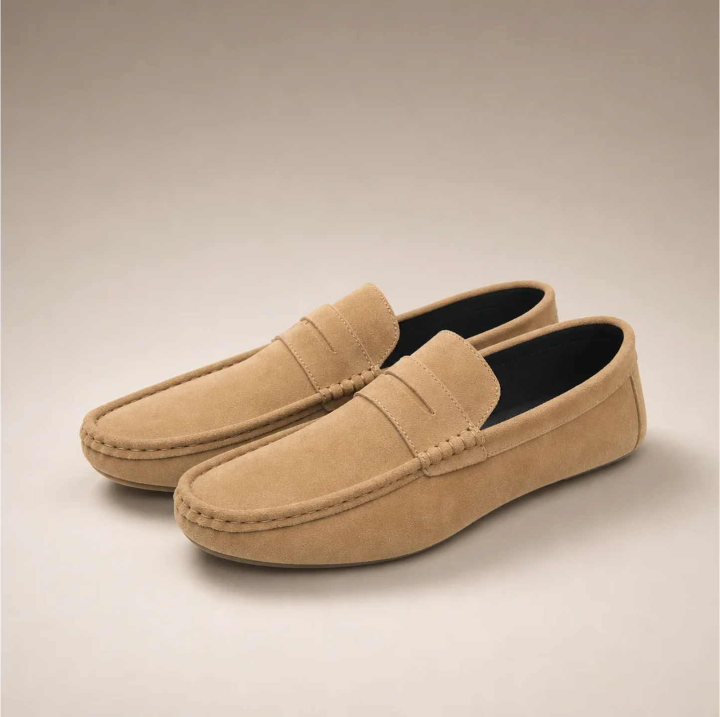 Men's Suede Penny Loafer — Driving Sole, Slip-On — Valendrua Marlow