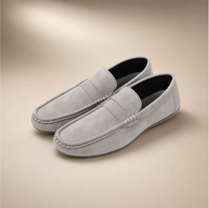 Men's Suede Penny Loafer — Driving Sole, Slip-On — Valendrua Marlow