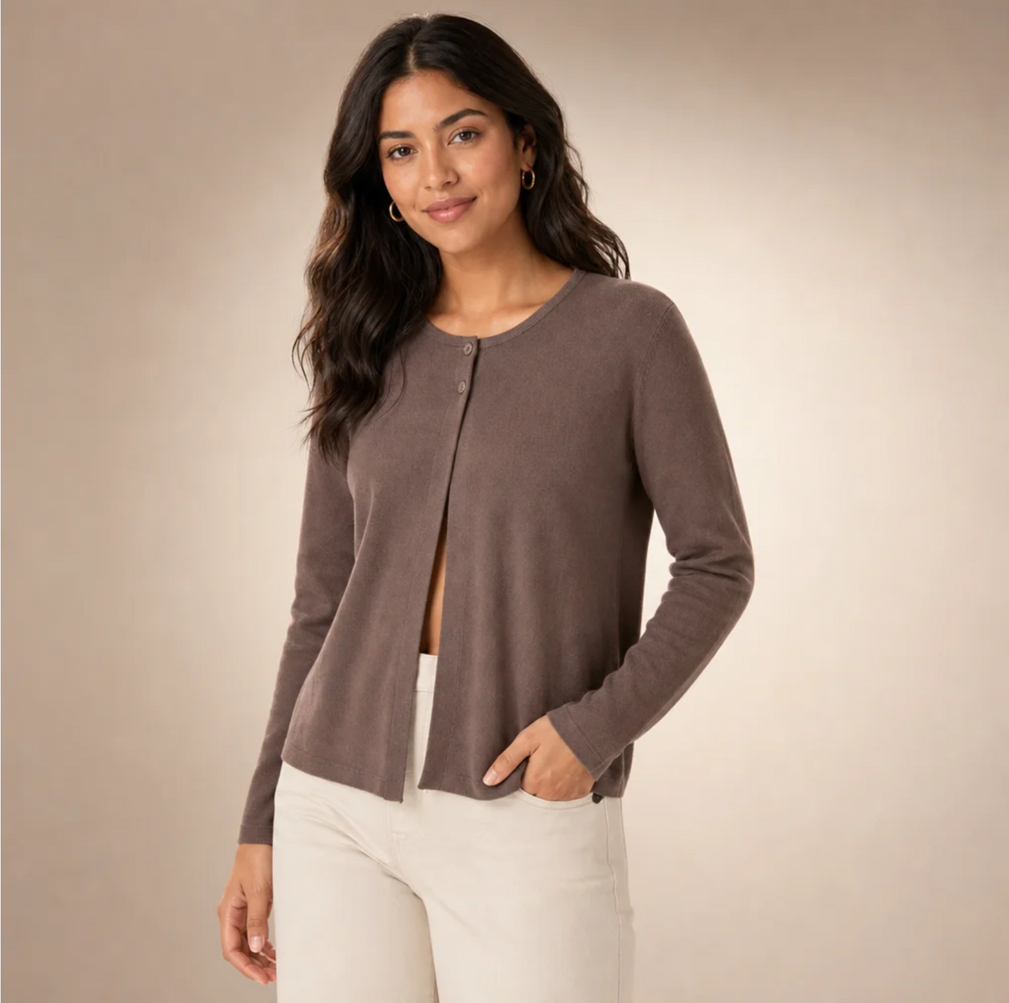 Ribbed Button-Top Cardigan