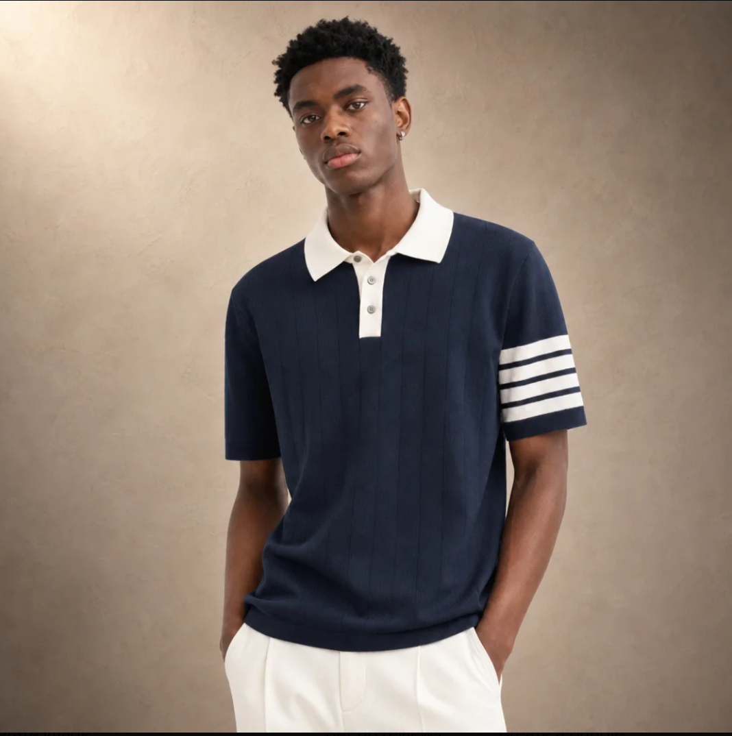Color-Block Knit Polo
